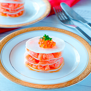 かぶとスモークサーモンのミルフィーユ